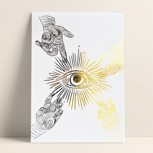 grafiki i ilustracje Plakat złocony - Boskie oko