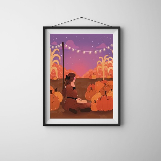grafiki i ilustracje Plakat Pumpkin Field