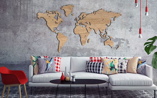 Ozdoby na ścianę Drewniana MAGNETYCZNA Mapa Świata - Dąb
