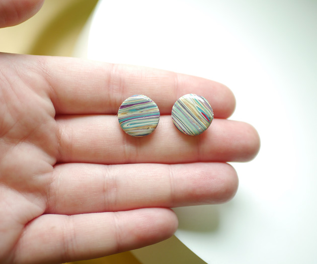KOLCZYKI sztyfty paski marble MODELINOVA