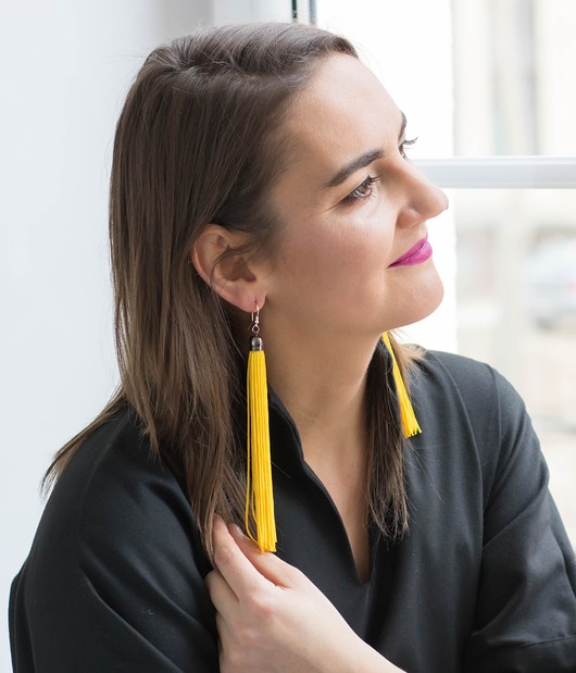 kolczyki chwosty Kolczyki XL frędzle żółte chwosty