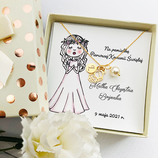 PERSONALIZOWANY naszyjnik KOMUNIA Chrzest Anemon Atelier