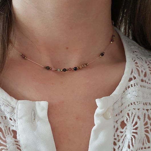 regulowany naszyjnik z turmalinem LEI handmade 
