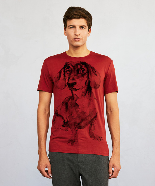 t-shirty męskie Dachshund no.4 Men's T-shirt marsala