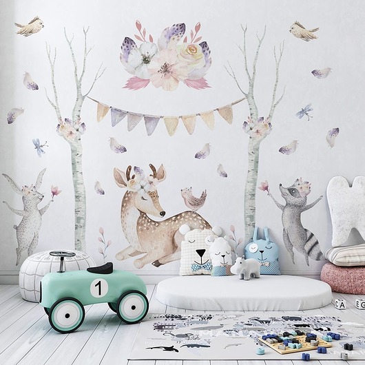 naklejki ścienne do pokoju dziecka Leśne Zwierzątka BOHO - Naklejki Rozm. XXL