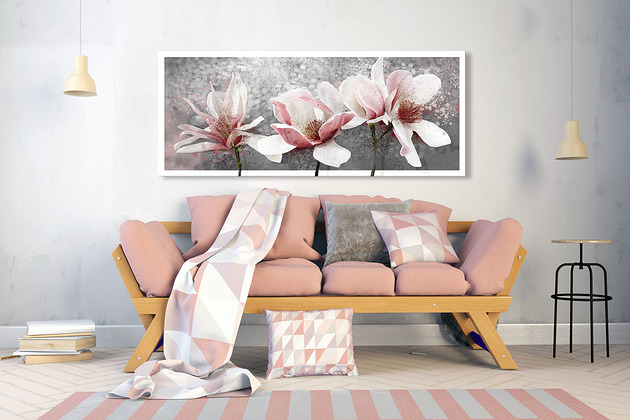 obrazy OBRAZ NA PŁÓTNIE - KWIATY MAGNOLIE 147x60