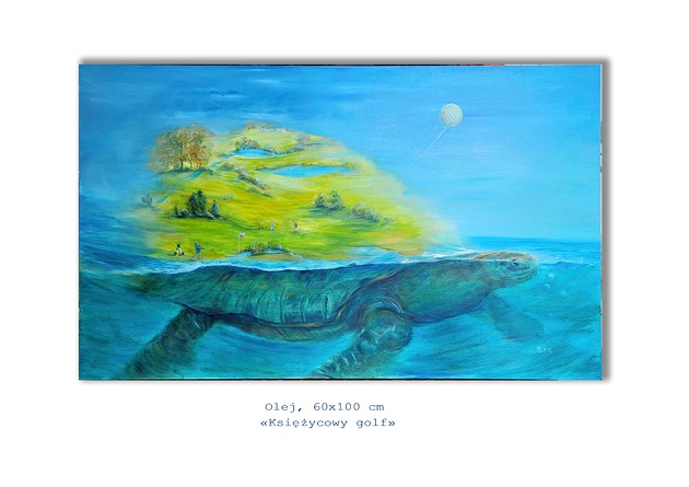 obrazy Obraz ręcznie malowany autorski "Księżycowy golf"