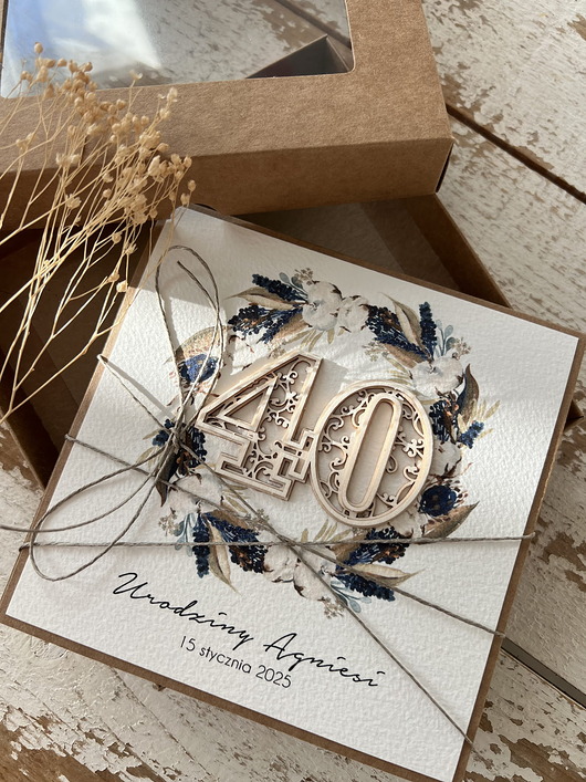 kartki scrapbooking Personalizowany prezent - kartka ręcznie robiona na 40 urodziny pomysł prezen