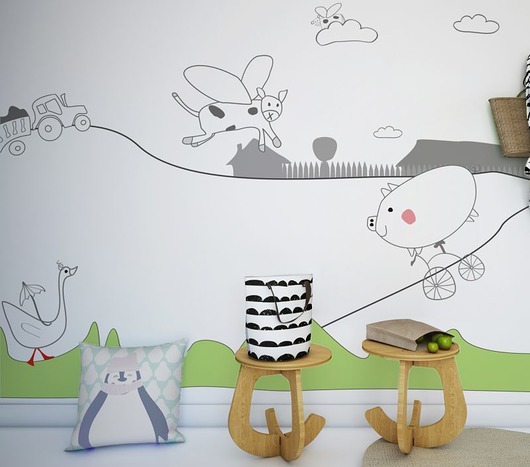 naklejki ścienne do pokoju dziecka Tapeta dziecięca  Mural Farm