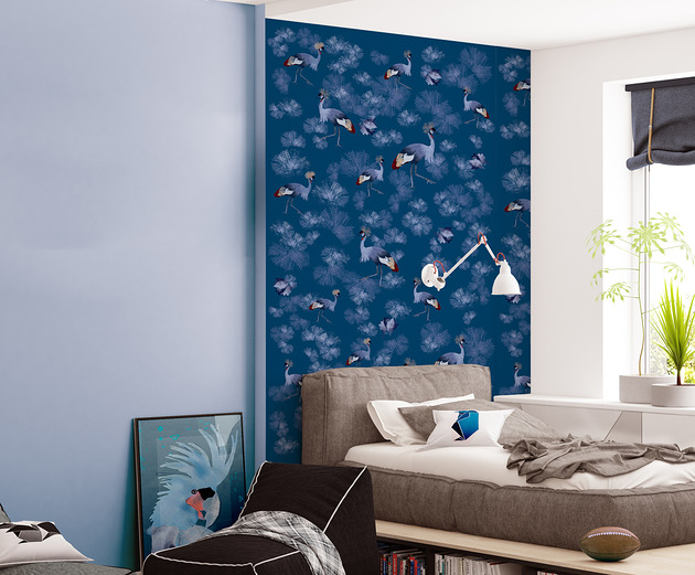 naklejki ścienne do pokoju dziecka Tapeta dla dzieci Niebieskie Żurawie ( Blue Crane )