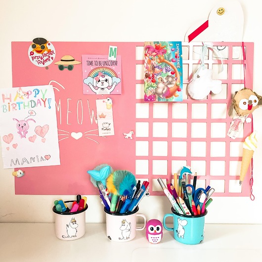 pokój dziecka - różne Tablica magnetyczna organizer KOTEK różowy