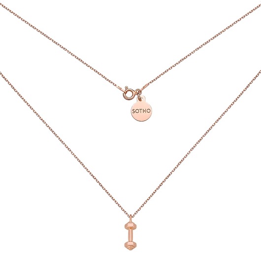 srebrne naszyjniki Naszyjnik z hantlą w różowym złoceniu