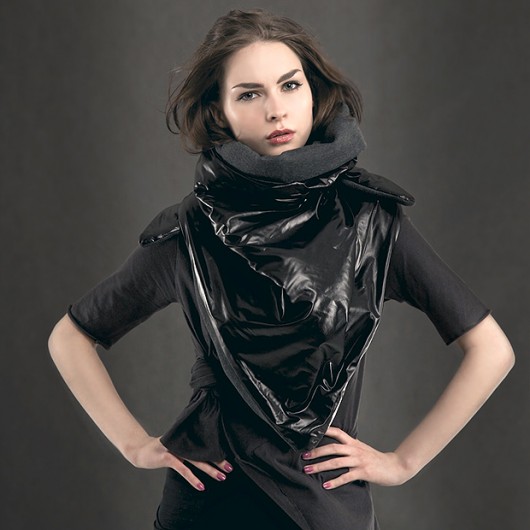 Dwustronny Puchowy Szal Chusta Etola PU Black CADOaccessories