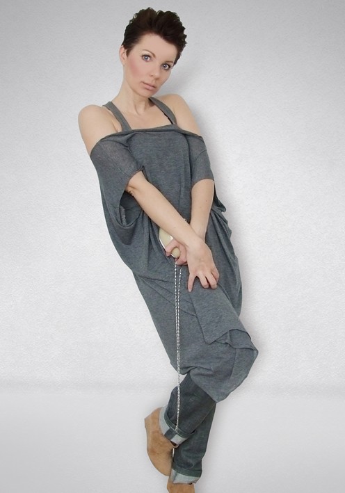 Tunika/ Bluzka/Sukienka Oversize SZARA by momo momo fashion