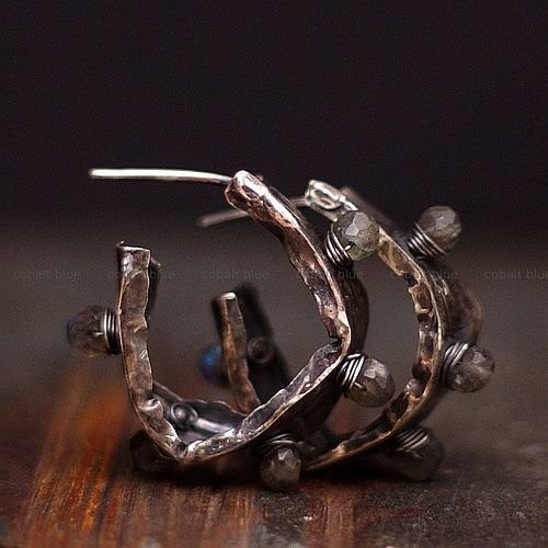 Wianki mini  labradoryt cobalt