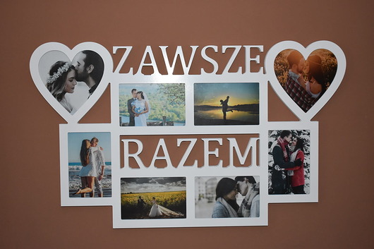 ramki na zdjęcia Multirama ramka na zdjęcia z napisem Zawsze Razem 8 zdjęć serca