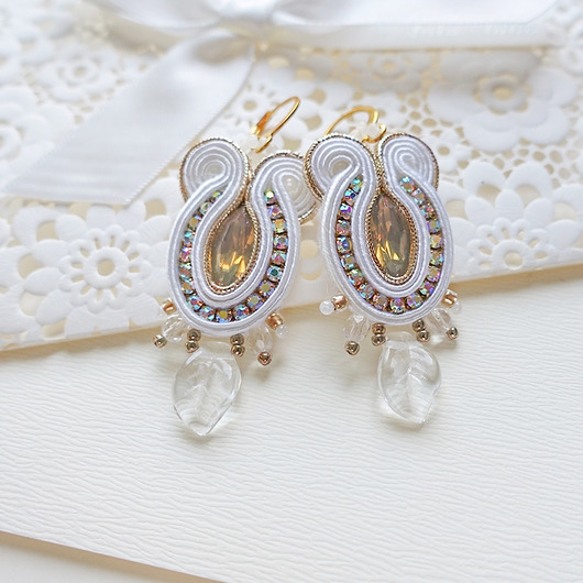 Boho ślubne kolczyki soutache Mró Soutache