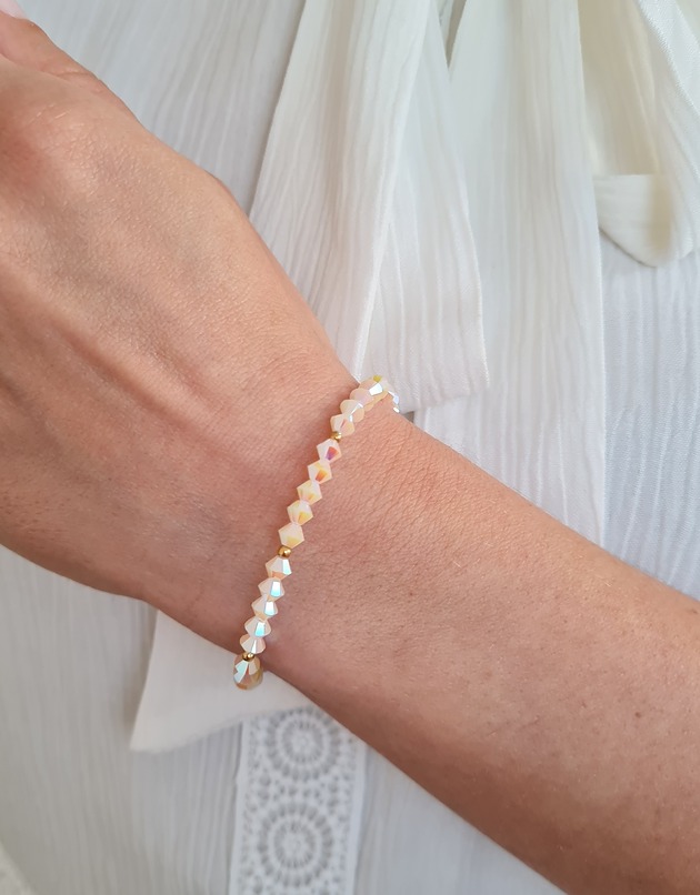 bransoletki - inne Kryształki Swarovski bransoletka biała