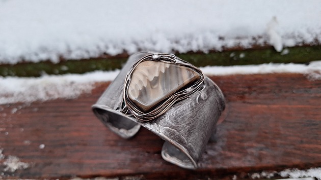 bransoletki wire wrapping Kolorowa dżdżownica zimowa - bransoletka regulowana