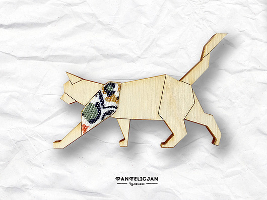 broszka origami - kot PanFelicjan