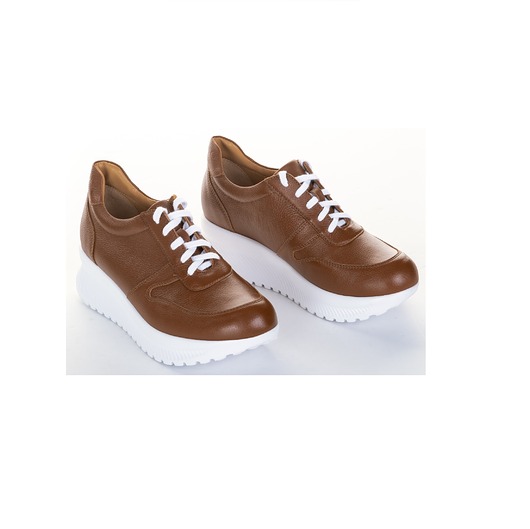 sneakersy damskie Sneakersy skórzane - sznurowane    (7048)