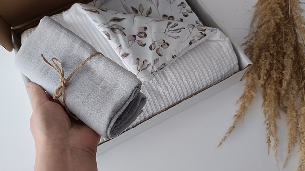 Chrzest - inne Gotowy zestaw prezentowy - kocyk 120x75 + pieluszka