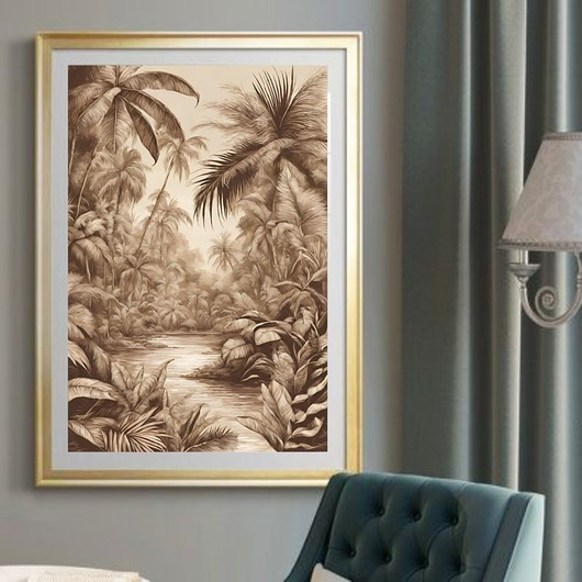 grafiki i ilustracje PLAKAT boho dżungla tropikalna liście palma