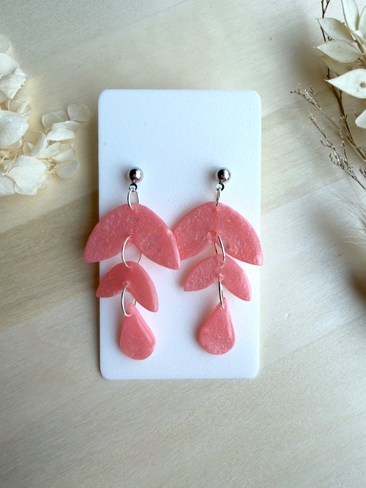 kolczyki z masy plastycznej Kolczyki Pink Opal 3 elementy  - LIMITED