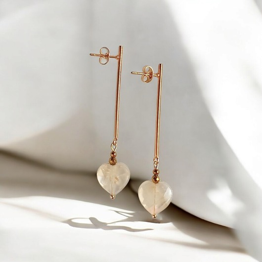 kolczyki z kamieniami Kolczyki serduszka CYTRYN : długie : wyjątkowy prezent