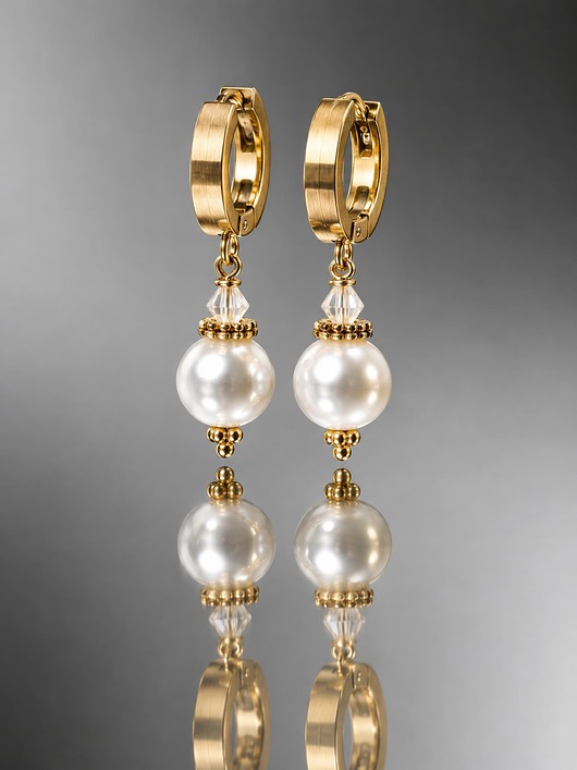 kolczyki pozłacane Kolczyki pozłacane Pearls [white] perły vol. 26