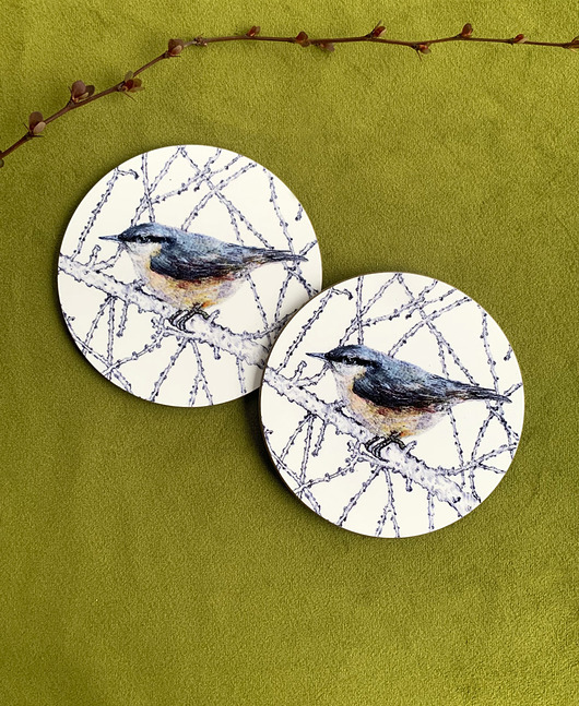 podkładki do kuchni Kowalik- Polskie ptaki- Podkładki pod kubek- ilustracja