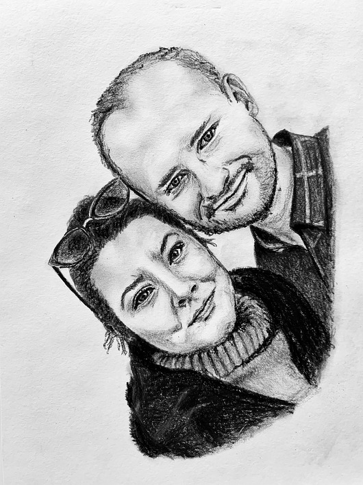 obrazy Portret A4 malowany ze zdjęć na zamówienie - podwójny