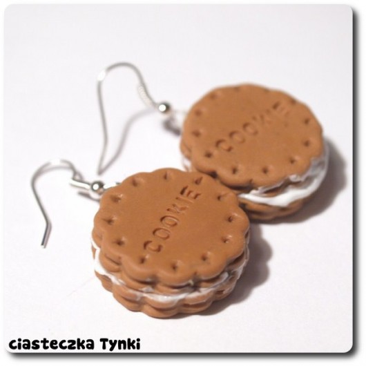 kolczyki z masy plastycznej kolczyki ciasteczka do herbaty