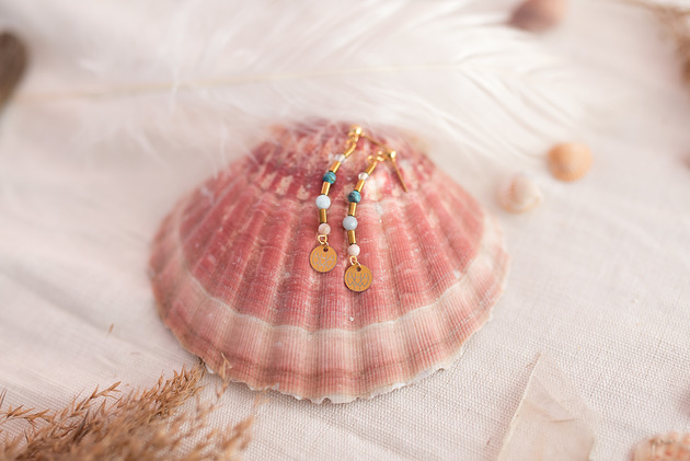 kolczyki z kamieniami Kolczyki Zodiac Wodnik Opal Akwamaryn Turkus