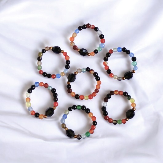 pierścionki elastyczne Pierścionek : turmalin, agat multicolor