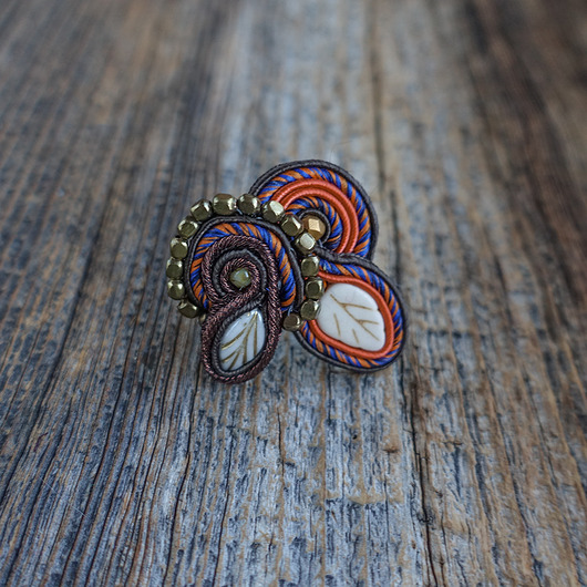 pierścionki - różne Jesienny pierścionek soutache