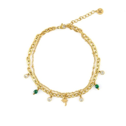 bransoletki z kamieni naturalnych Podwójna bransoletka na nogę z palemką