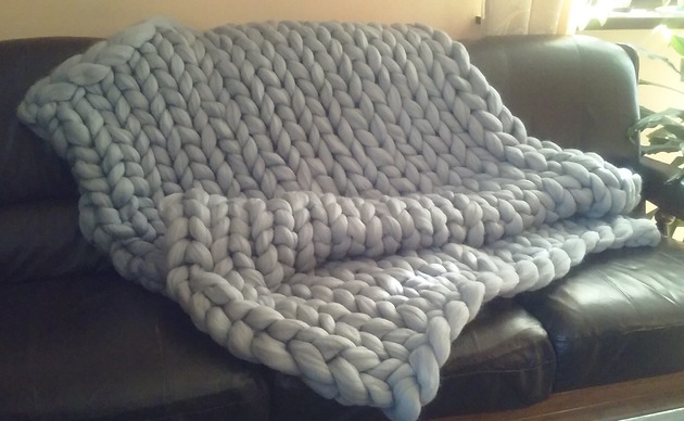 koce i narzuty Duży koc z merynosów, jasny szary