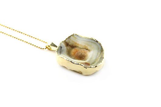 Colare Druza Agatu złoto Brazi Druse Jewelry