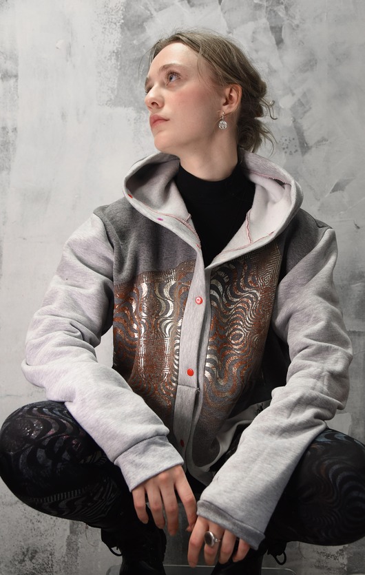 bluza z kapturem damska Grey  hypno bluza bomberjacket