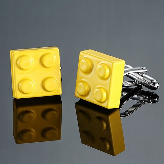 spinki do mankietów SPINKI DO MANKIETÓW KOSZULI klocki lego ŻÓŁTE
