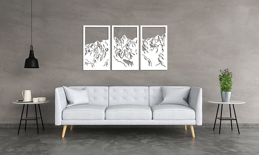 Ozdoby na ścianę DEKORACYJNY PANEL AŻUROWY, GÓRY, DEKORACJA ŚCIENNA 3D, ORNAMENT, 80 x 150 cm,