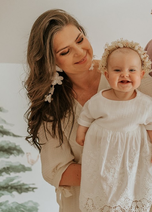 akcesoria na chrzest BOHO wianek na głowę RÓŻ - chrzest, ślub, sesja zdjęciowa