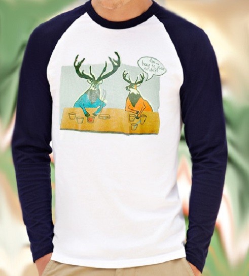 DEER WIFE longsleeve granatowy rękaw M L MUNGO