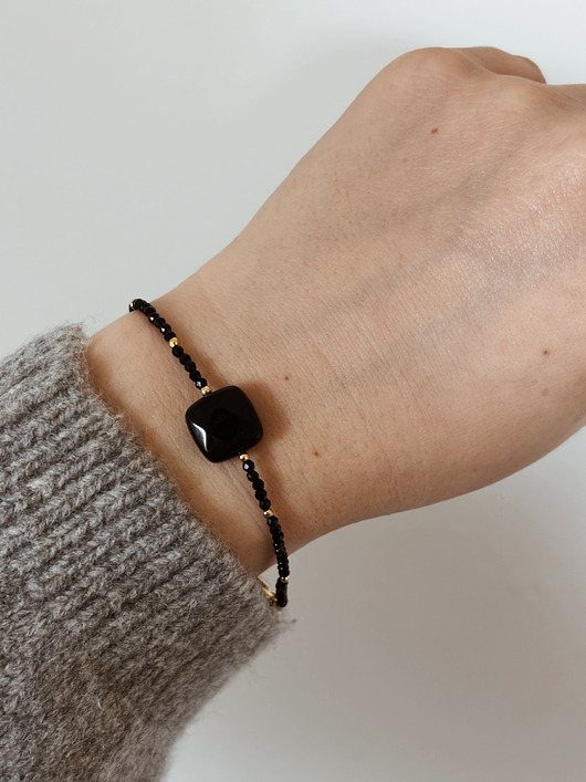 bransoletki z kamieni naturalnych Bransoletka Onyks i Agat Czarny