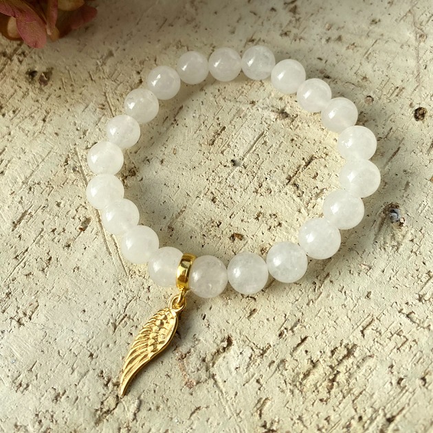 bransoletki złote Bransoletka jadeity mleczne- srebro 925 pozłacane