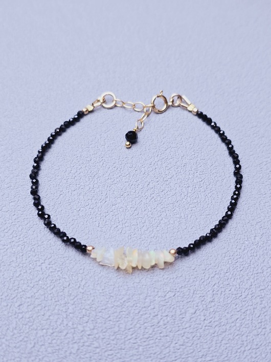 bransoletki złote Delikatna Bransoletka  Opal & Spinel