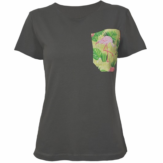 T-shirt z kieszonką Flamingo in grey Kokoszkaofficial