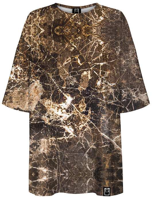 t-shirt damskie DR.CROW T-shirt Damski Oversize Marble Brown