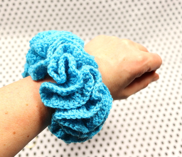 gumki do włosów Frotka do włosów scrunchie gumka szydełkowa jasny turkus